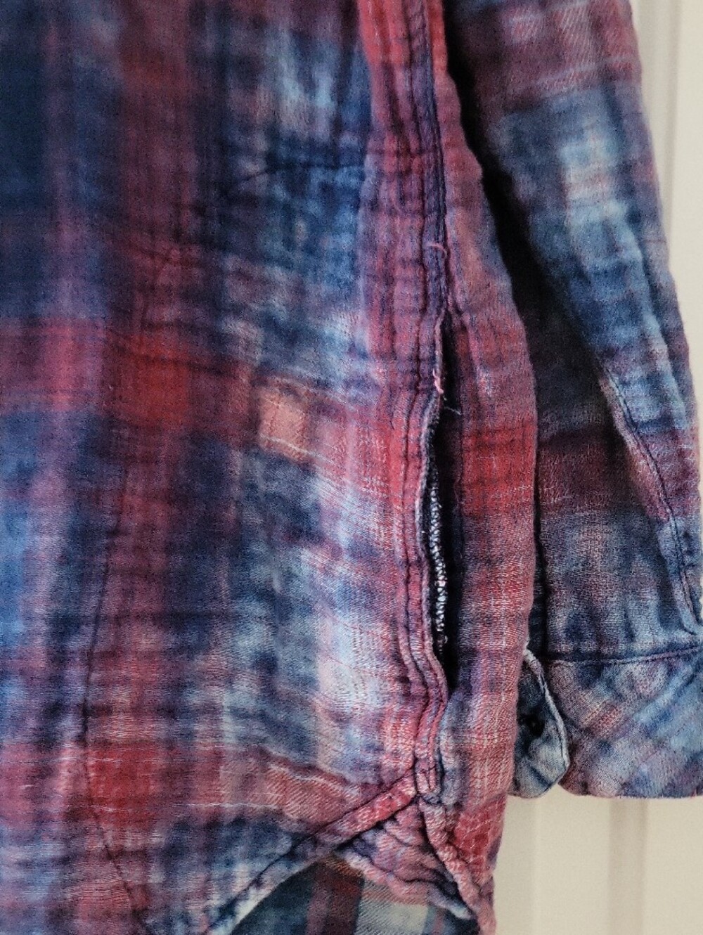 Free People Blue and Red Plaid Button Down Shirt - Picture 3 of 6